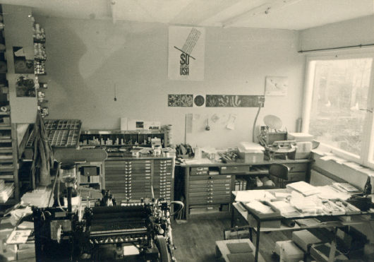 Die Gründungswerkstatt 1966 – Blick in den Satzbetrieb