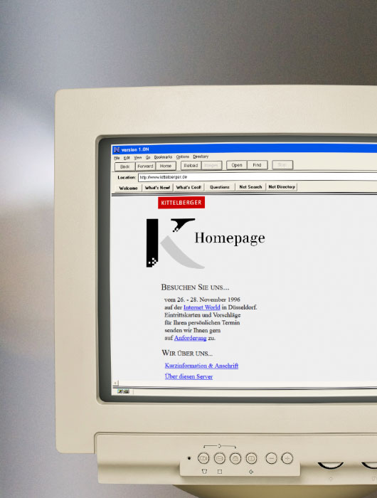 Die erste Kittelberger-Website im Netscape-Browser, 1994