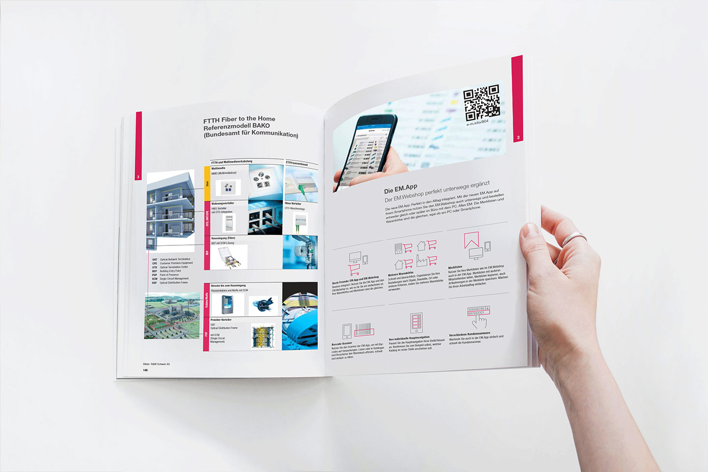 Mehrsprachiger Katalog mit Kommunikations und Netzwerkkomponenten für